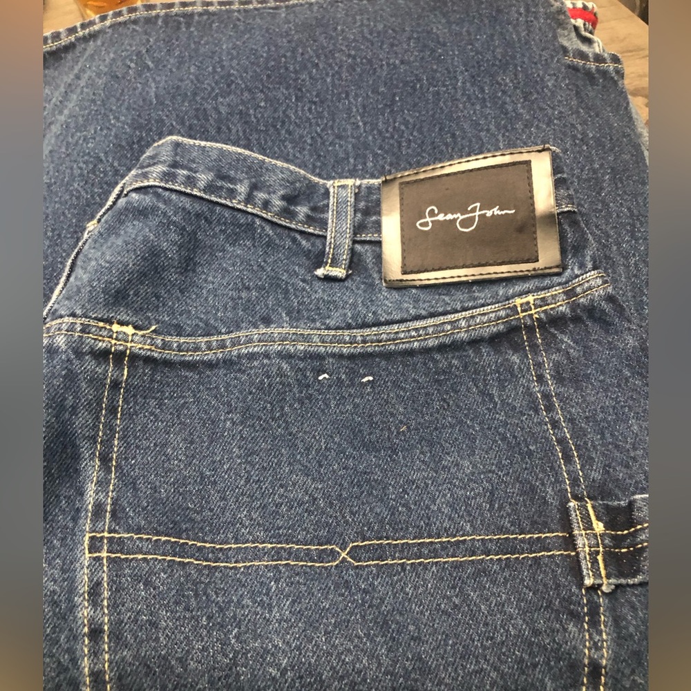 VTG Sean John Shorts Men's 38 Blue Carpenter Baggy Straight Hip Hop Urban Y2K